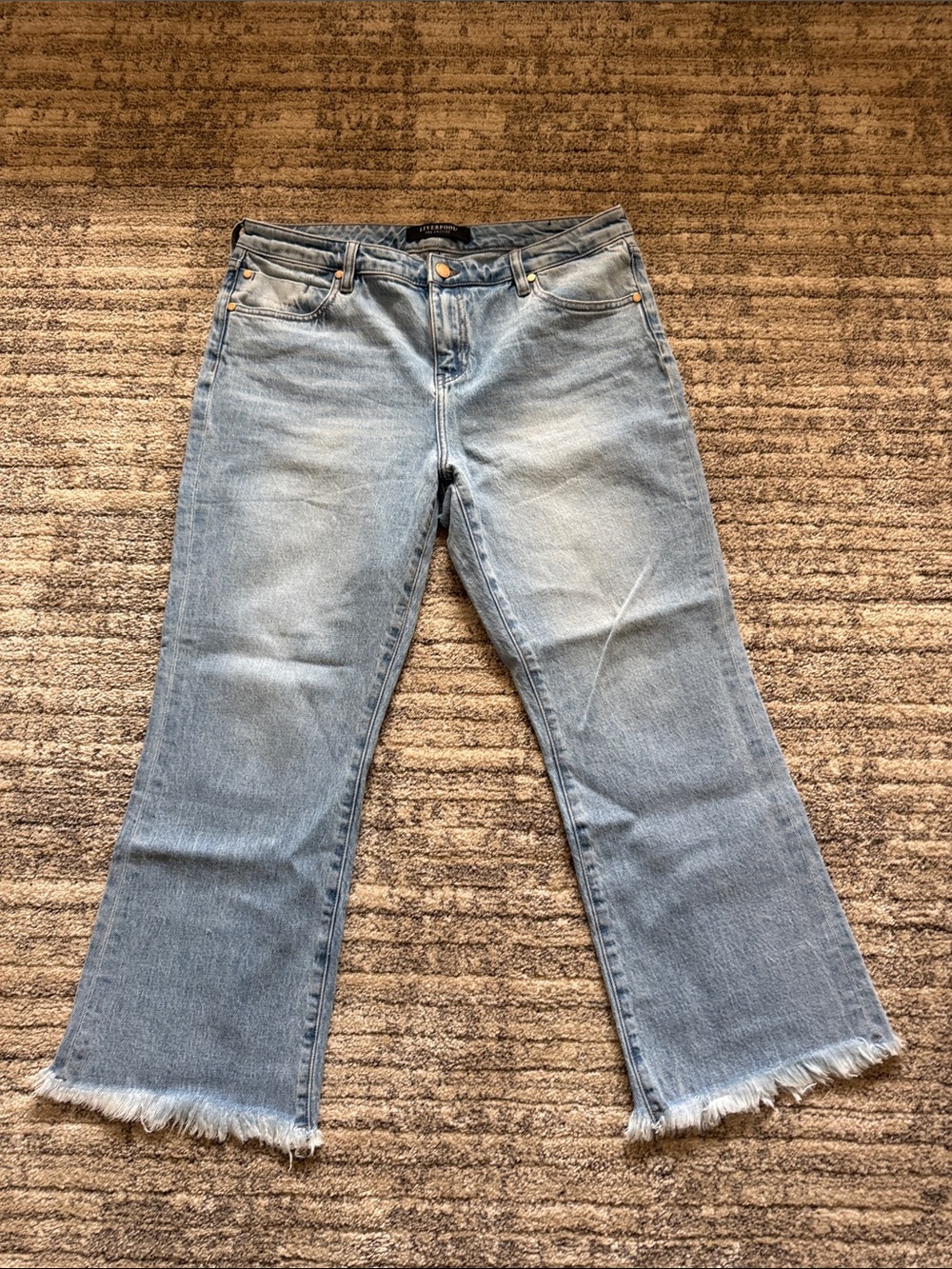 Liverpool Light Blue Frayed Hem Jeans
